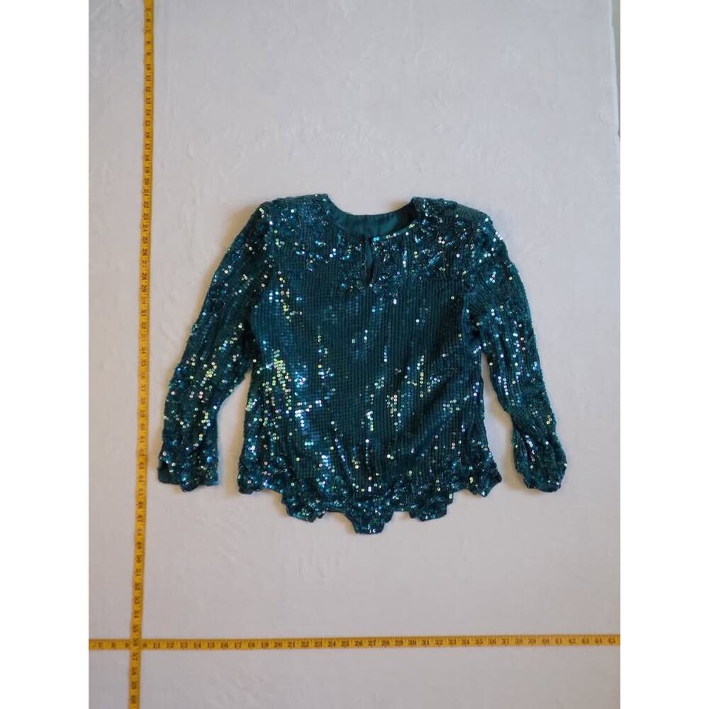 VTG Laurence Kazar Sequin‎ Beaded Blouse Eveningwear 80s 100% Silk